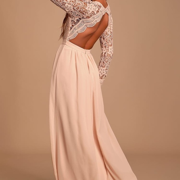 blush maxi dress with sleeves